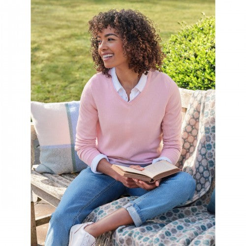 Front - WoolOvers Womens/Ladies Cashmere V Neck Jumper