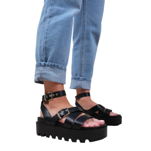 Front - Where´s That From Womens/Ladies Layla Buckle Platform Sandals