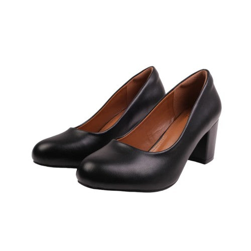 Front - Where´s That From Womens/Ladies Extra Wide Medium Block Heel Court Shoes