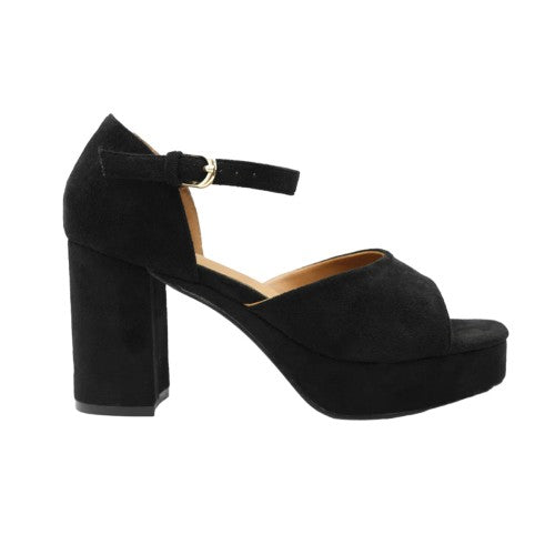 Front - Where´s That From Womens/Ladies Marin Buckle Suede Platform Block Heel High Heels