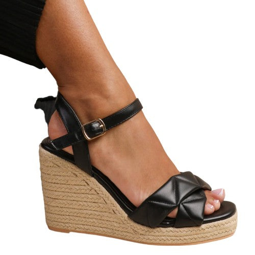 Front - Where´s That From Womens/Ladies Lima Padded Crossover Strap Wide Espadrilles