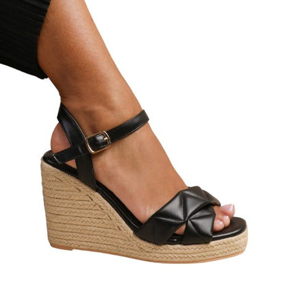 Front - Where´s That From Womens/Ladies Lima PU Crossover Strap Padded Espadrilles
