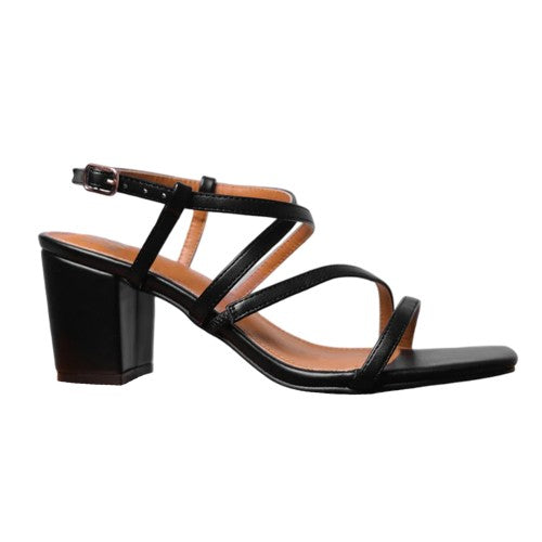 Front - Where´s That From Womens/Ladies Sidra PU Crossover Strap Extra Wide Medium Block Sandals