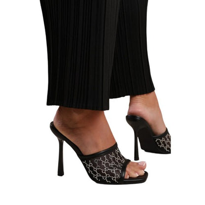 Front - Where´s That From Womens/Ladies Lisbon Diamante Mesh Peep Toe Mules