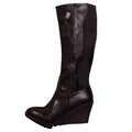 Front - Where´s That From Womens/Ladies Lara Faux Leather Side Zip Wedge Mid Calf Boots