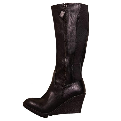 Front - Where´s That From Womens/Ladies Lara Faux Leather Side Zip Wedge Mid Calf Boots