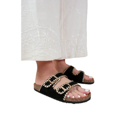 Front - Where´s That From Womens/Ladies Sunset Twin Buckle Double Strap Flat Sandals