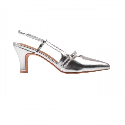 Front - Where´s That From Womens/Ladies On Point Sling Back Buckle Detail Mid Heel Sandals