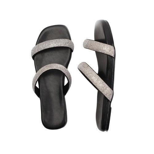 Front - Where´s That From Womens/Ladies Yakirah Diamante Faux Leather Flatform Sliders