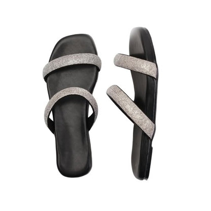 Front - Where´s That From Womens/Ladies Yakirah Diamante Faux Leather Flatform Sliders