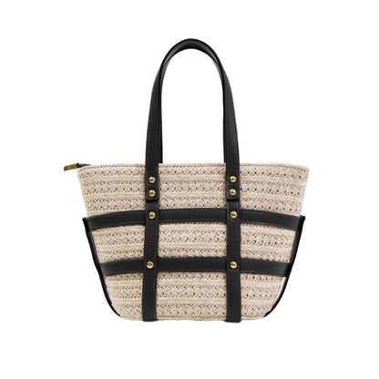 Front - Where´s That From Cielo Studded Raffia Bag