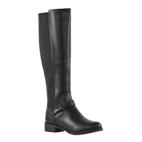 Front - XY London Womens/Ladies Mikayla Elasticated Panel Knee-High Boots