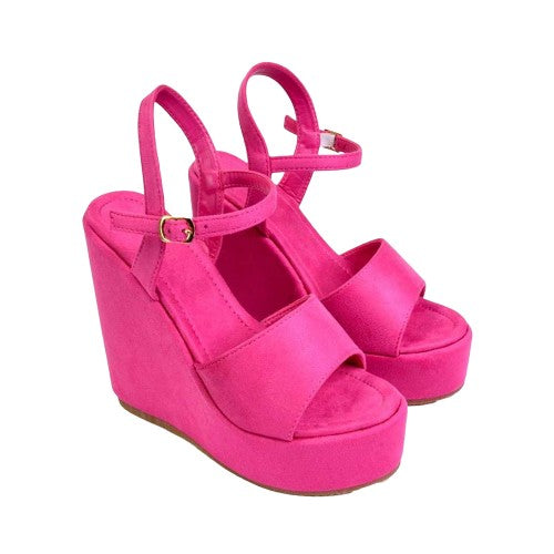 Front - XY London Womens/Ladies Belinda Strappy Platform Heel Wedge Sandals