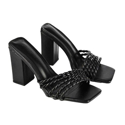 Front - XY London Womens/Ladies Selene Strappy Block Heel Mules