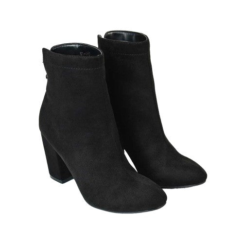 Front - XY London Womens/Ladies Evia Zip Block Heel Ankle Boots