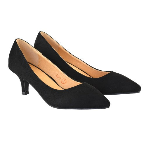 Front - XY London Womens/Ladies Cali Suedette Pointed Kitten Heel Court Shoes