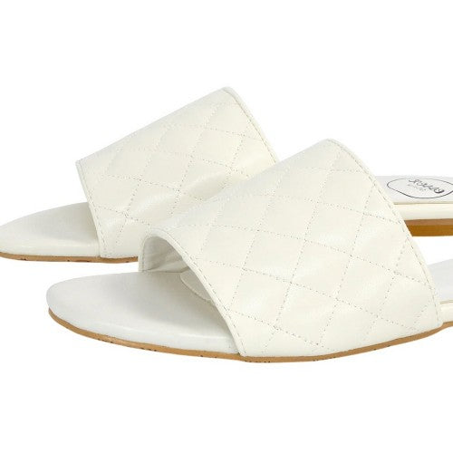 Front - XY London Womens/Ladies Saylor Quilted Strappy Flat Sliders