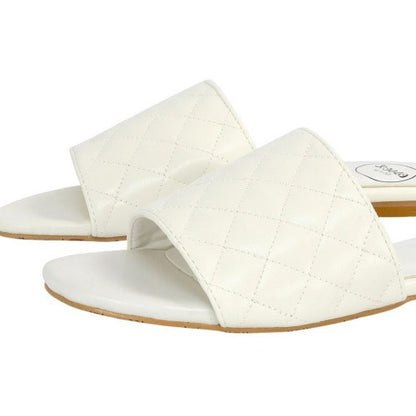 Front - XY London Womens/Ladies Saylor Quilted Strappy Flat Sliders