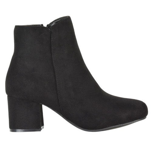 Front - XY London Womens/Ladies Saffy Suedette Zip Medium Block Heel Ankle Boots