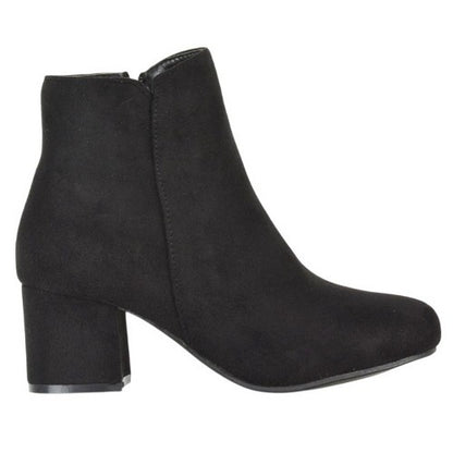 Front - XY London Womens/Ladies Saffy Suedette Zip Medium Block Heel Ankle Boots