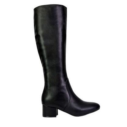 Front - XY London Womens/Ladies Block Heel Zipped Knee-High Boots