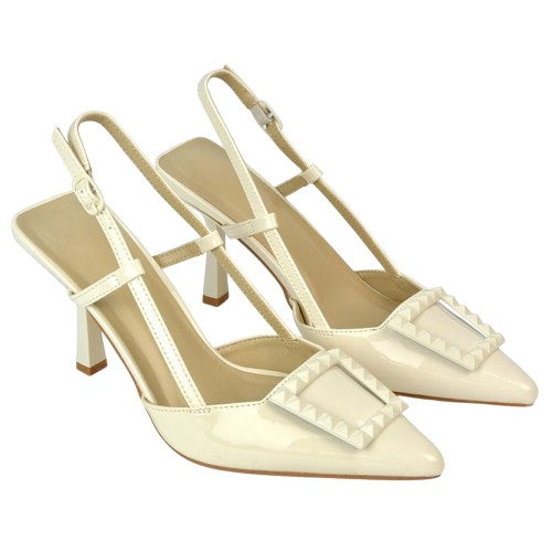 Front - XY London Womens/Ladies Carrie Sling Back Mid Stiletto Court Shoes