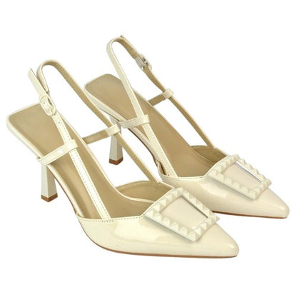Front - XY London Womens/Ladies Carrie Sling Back Mid Stiletto Court Shoes