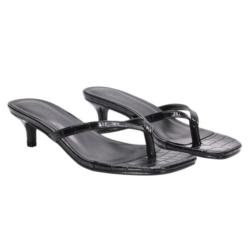 Front - XY London Womens/Ladies Jane Toe Post Low Kitten Heel Mule Sandals