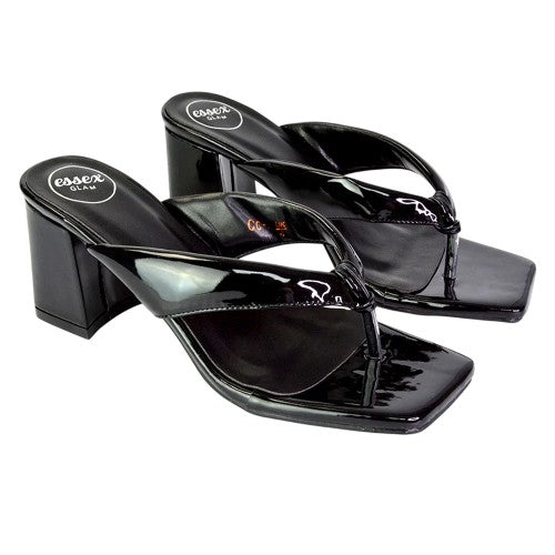 Front - XY London Womens/Ladies Lylia Toe Post Block Heel Sandals