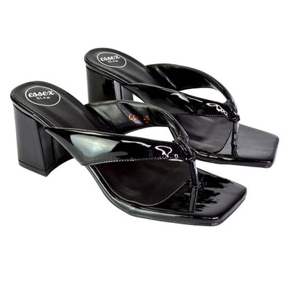 Front - XY London Womens/Ladies Lylia Toe Post Block Heel Sandals