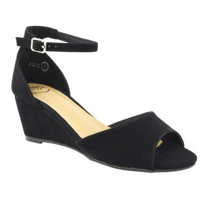 Front - XY London Womens/Ladies Lottie Peep Toe Wedge Sandals