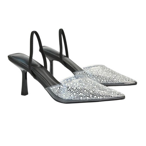 Front - XY London Womens/Ladies Kadie Jewel Sling Back Court Pumps