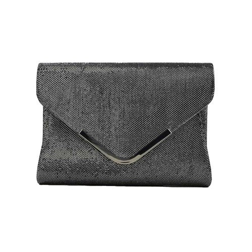 Front - XY London Cara Glitter Chrome Chain Strap Clutch Bag