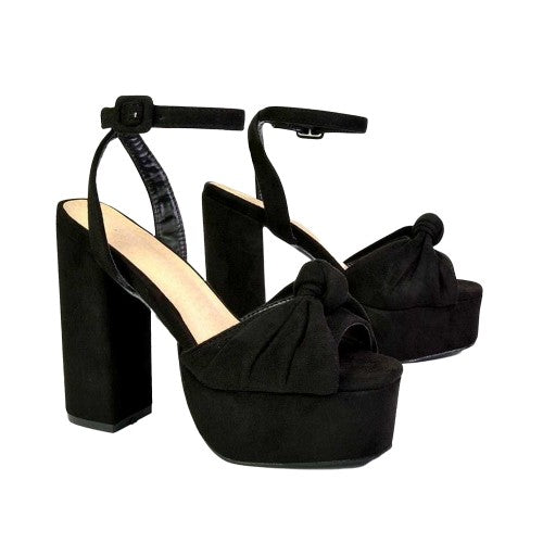 Front - XY London Womens/Ladies Lillian Strappy Chunky Peep Toe Block Heel High Heels