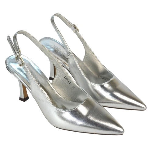 Front - XY London Womens/Ladies Valerie Metallic High Stiletto Heel Court Shoes