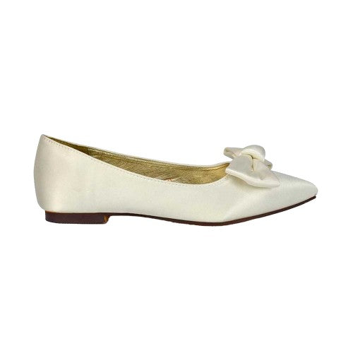 Front - XY London Womens/Ladies Cally Bow Pointed Ballerina Flats
