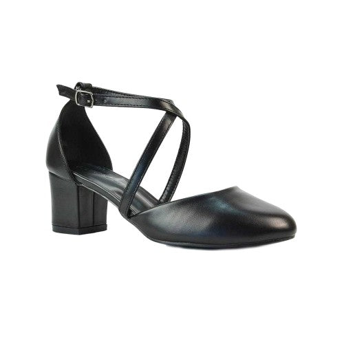 Front - XY London Womens/Ladies Cindy Low Mid Block Heel Court Shoes