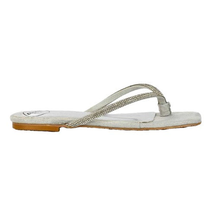 Front - XY London Womens/Ladies Raina Diamante Thong Strap Flat Sliders