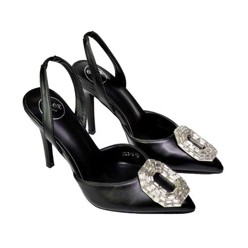 Front - XY London Womens/Ladies Issy Sling Back High Stiletto Heel Court Shoes