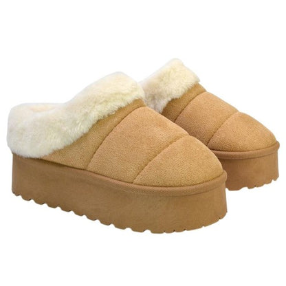 Front - XY London Womens/Ladies Laylin Faux Fur Platform Slipper Boots