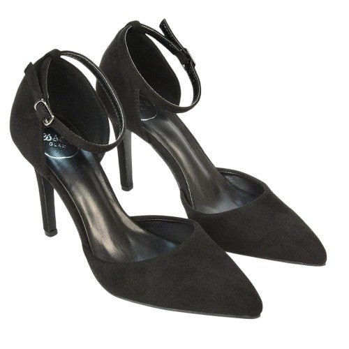 Front - XY London Womens/Ladies Claire D´Orsay Ankle Strap Stiletto Heel Court Shoes