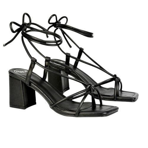 Front - XY London Womens/Ladies Mackenzie Lace Up Block Heel Sandals
