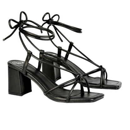 Front - XY London Womens/Ladies Mackenzie Lace Up Block Heel Sandals