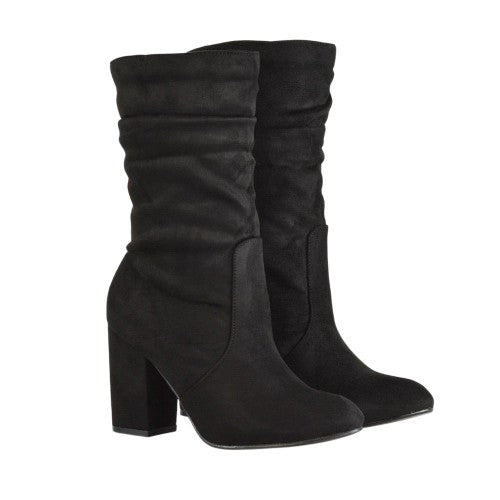 Front - XY London Womens/Ladies Belle Ruched Medium Block Heel Boots