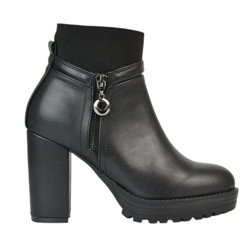 Front - XY London Womens/Ladies Caitlin Zip High Block Heel Ankle Boots