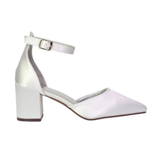 Front - XY London Womens/Ladies Bronte Strappy Pointed Medium Block Heel Court Shoes