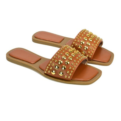 Front - XY London Womens/Ladies Elodie Beaded Open Toe Flat Sandals