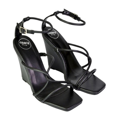 Front - XY London Womens/Ladies Ankle Strap Wedge Sandals