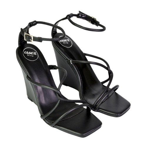 Front - XY London Womens/Ladies Ankle Strap Wedge Sandals