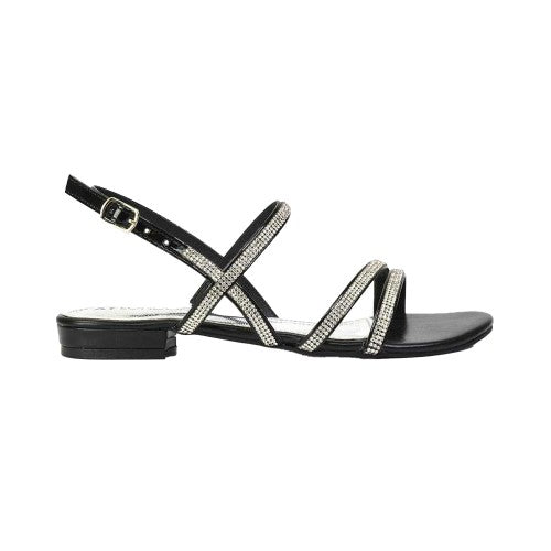 Front - XY London Womens/Ladies Orla Diamante Strappy Summer Flat Sandals